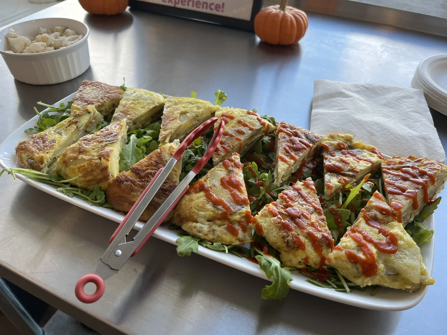 Omelet with Tomato Sauce and Greens — Reunion Catering