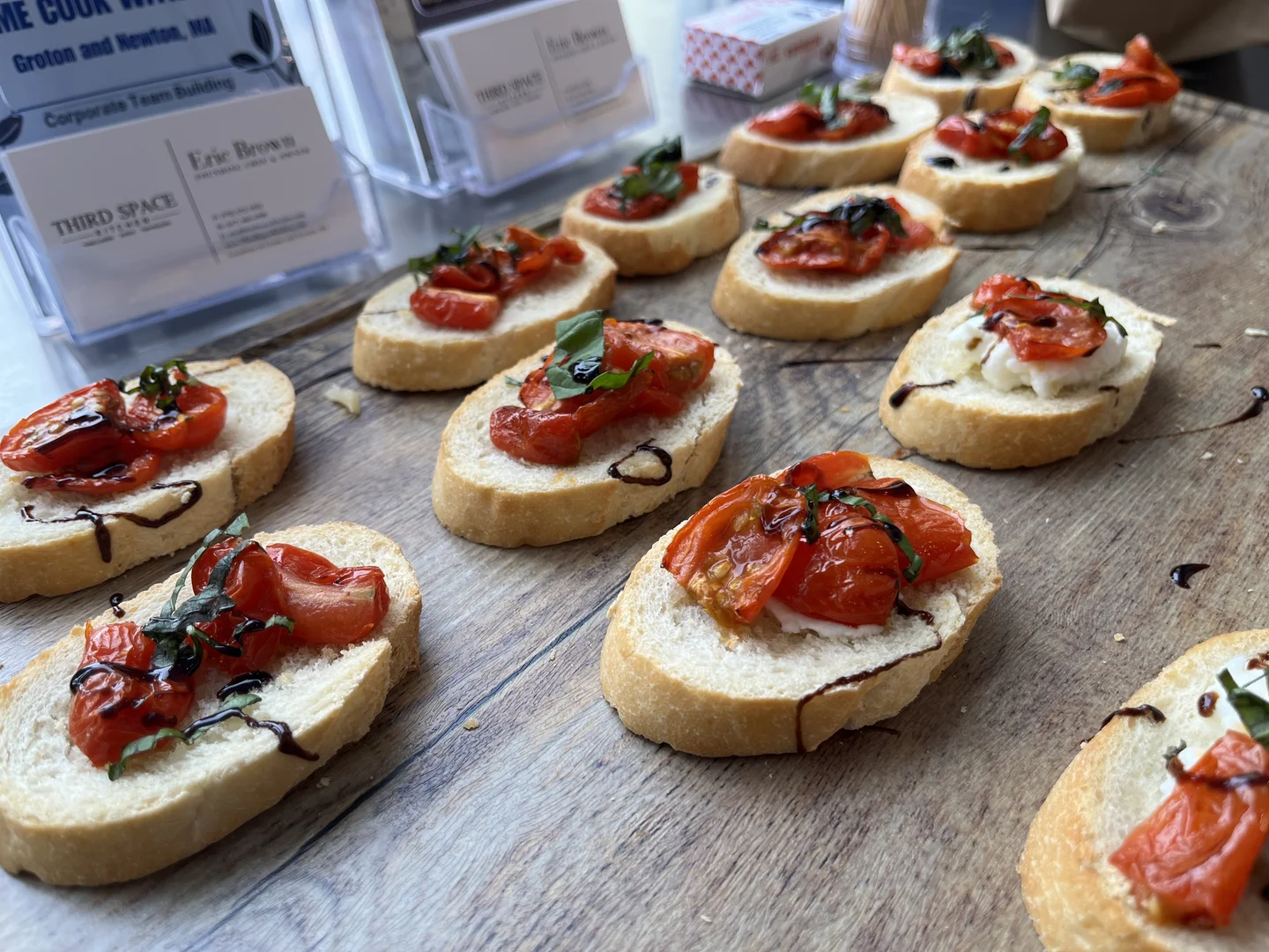 Bruschetta with Roasted Tomatoes and Basil — Reunion Catering