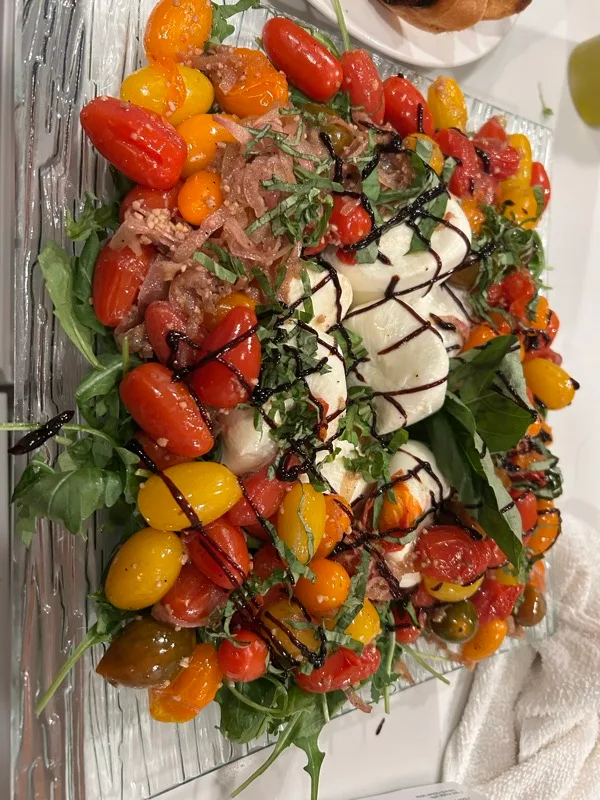 Caprese Salad with Roasted Tomatoes and Balsamic Reduction — Chef Charles Schulman